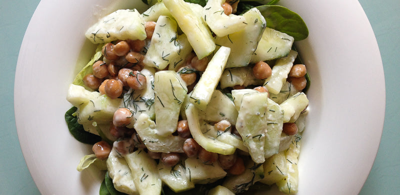 Cucumber Salad with Roasted Chickpeas