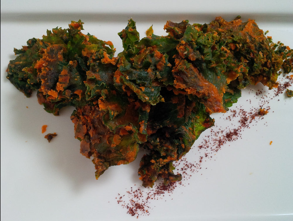 Crispy Camelina Oil Infused Cheesy Kale Chips