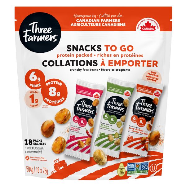 Protein Packed Snacks to Go in Costco Canada - Zesty Cheddar Favas, Dill Pickle Favas, Sweet Chili Favas